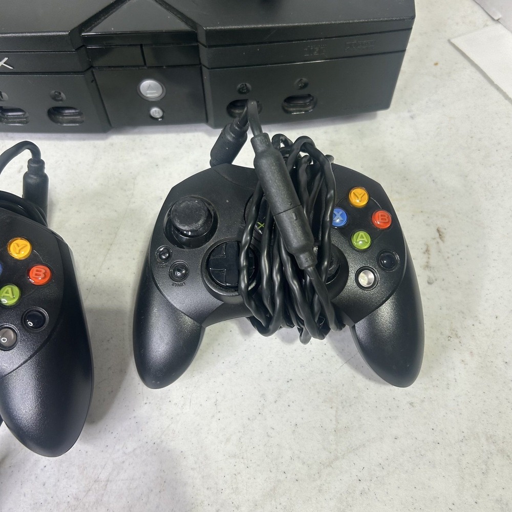 Microsoft Xbox Original Console Bundle Black 2001 Model 2 Controllers AV Power - Picture 5 of 11